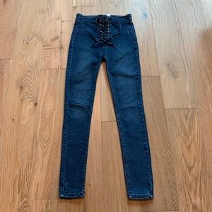 Free People high waisted tie front jeans